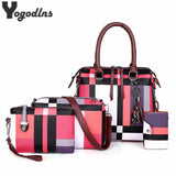 Luxury Handbags Plaid Women Bags Designer 2019 Tassel Purses Handbags Set 4 Pieces Bags Composite Clutch Female Bolsa Feminina