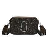 2019 Fashion New Ladies Sequin Square bag High quality PU Leather Women's Designer Luxury Handbag Black Shoulder Messenger bag