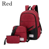 MoneRffi USB Charging Canvas Backpack 3 Pcs/set Women School Backpacks Schoolbag For Teenagers Man Student Book Bag Boys Satchel