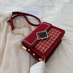 Scrub Leather Weave Crossbody Bags For Women 2019 Fall Chain Shoulder Messenger Bag Female Chain Luxury Handbags and Purses