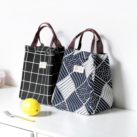 Lattice Print Lunch Bag Portable Cooler Insulated Picnic Bento Tote Travel Fruit Drink Food Fresh Organizer Accessories Supplies