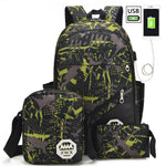 HLDAFA 3Pcs set USB Male Backpacks Large Backpack for Men Shoulder Bag Student Travel Bag School Bags for Young People Schooltas