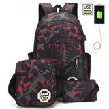 HLDAFA 3Pcs set USB Male Backpacks Large Backpack for Men Shoulder Bag Student Travel Bag School Bags for Young People Schooltas