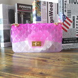 Clear Transparent Pvc Lingge Chain Jelly Bag Lady Handbag Candy Color Gradient Crossbody Bag For Women Mini Shoulder  Bag Clutch