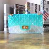 Clear Transparent Pvc Lingge Chain Jelly Bag Lady Handbag Candy Color Gradient Crossbody Bag For Women Mini Shoulder  Bag Clutch