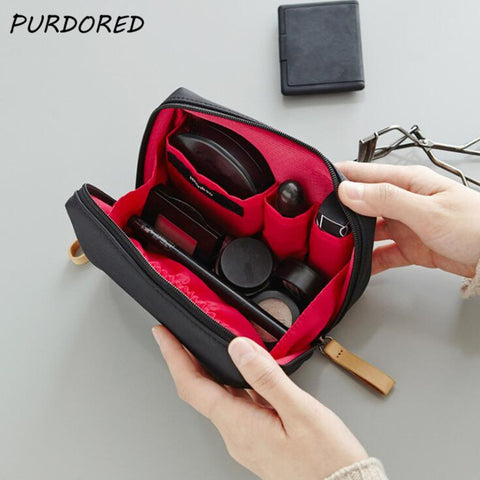 PURDORED 1 pc Solid Cosmetic Bag Korean Style Women Makeup Bag Pouch Toiletry Bag Waterproof Makeup Organizer Case Dropshipping