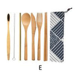 Home Japanese Style Dinnerware Set Bamboo Cutlery Straw Cutlery Spoon Fork Set With Cloth Bag Kitchen Drink Tools