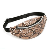 2019 new fanny pack fashion snake pattern women's waist bag PU leather portable travel chest bag purse