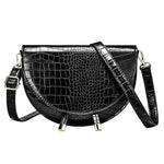 Elegant Crocodile Pattern Crossbody Bags for Women Half Round Solid Pu Leather Luxury Handbags Women Bags Designer Shoulder Bag