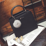 WENYUJH Women Handbags Satchel PU Leather Women Handbags Tote Purse Iron Medal Shoulder Bag With Hairball 2019 New Fashion