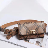 2019Fashion Trend Snake Serpentine Women Button Waist Bag Pack Fanny Leather Snake Skin Waist Belt 5Colors Талия пакет Droppship