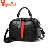 Yogodlns Leisure PU Leather Messenger Women Bag Ladies Shoulder Bags Contrast color Zipper Lattice Crossbody Bags Rivet Handbags