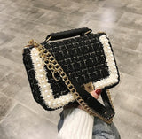 2019 Winter Fashion New Female Square Tote bag Quality Woolen Pearl Women's Designer Handbag Ladies Chain Shoulder Crossbody Bag