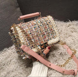 2019 Winter Fashion New Female Square Tote bag Quality Woolen Pearl Women's Designer Handbag Ladies Chain Shoulder Crossbody Bag