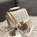 2019 Winter Fashion New Female Square Tote bag Quality Woolen Pearl Women's Designer Handbag Ladies Chain Shoulder Crossbody Bag