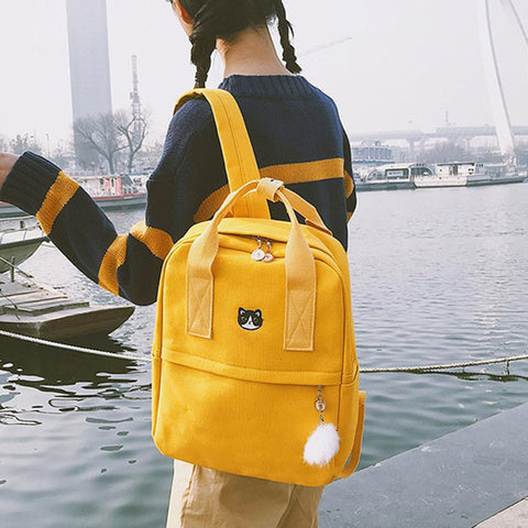 Preppy Women Canvas Backpack for School Teenagers Girl Vintage Stylish School Bag Ladies Laptop Backpack Female Book bag Mochila