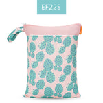 Happy Flute 1PC Reusable Waterproof Fashion Prints Wet Dry Diaper Bag Double Pocket Cloth Handle Wetbags 30*40CM Wholesale