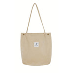 High Capacity Women Corduroy Tote Ladies Casual Shoulder Bag Foldable Reusable Shopping Beach Bag Solid Corduroy Shoulder Bags