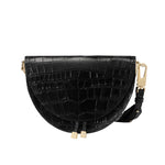 Elegant Crocodile Pattern Crossbody Bags for Women Half Round Solid Pu Leather Luxury Handbags Women Bags Designer Shoulder Bag