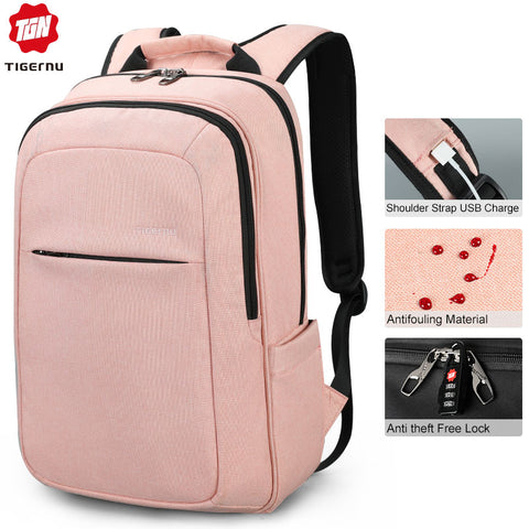 Tigernu Women Fashion 15.6inch USB Recharging men Backpacks Anti theft Girl Mochila Rucksack Laptop Backpack Schoolbag for Teens