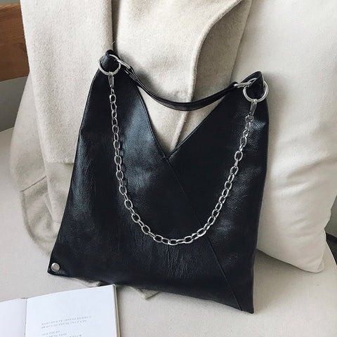 Vintage Leather Shoulder Bags For Women 2019 Chain Designer Lady Crossbody Bag Female Cool High Capacity Solid Color Handbags