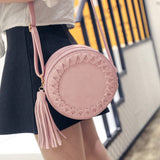 Woman Round Casual Shoulder Bag Female Adjustable Braided Tassel Small Round Bag Lady Versatile Funny Bag Bolsa Feminina 2019