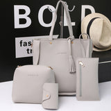 Women Four Set Handbag Shoulder Bags Four Pieces Tote Bag Crossbody Wallet Bags New wave fashion lychee four-piece quality 827