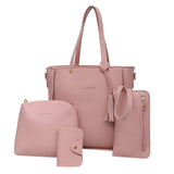 Women Four Set Handbag Shoulder Bags Four Pieces Tote Bag Crossbody Wallet Bags New wave fashion lychee four-piece quality 827