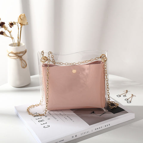 2019 Design Luxury Handbag Women Transparent Bucket Bag Clear PVC Jelly Small Shoulder Bag Female Chain Crossbody Messenger Bags