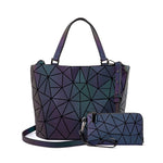 Lovevook women handbags 3 pcs bag set crossbody bags for women 2019 Geometric luminous shoulder bag female purse and wallet Tote