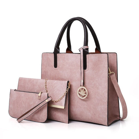 3PCS Women's Bag Set Fashion PU Leather Ladies Handbag Solid Color Messenger Bag Shoulder Bag Wallet Bags For Women 2019