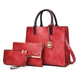 3PCS Women's Bag Set Fashion PU Leather Ladies Handbag Solid Color Messenger Bag Shoulder Bag Wallet Bags For Women 2019