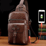 1PCS  Retro Chest Bag Men's Casual Backpack Men's Shoulder Bag Messenger Bag Men's Zipper Bag