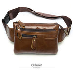 Men Crossbody dark brown Daily Chest Bag High Quality Large Capacity Split Leather Shoulder Sling Bag For iPad New