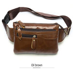 Men Crossbody dark brown Daily Chest Bag High Quality Large Capacity Split Leather Shoulder Sling Bag For iPad New