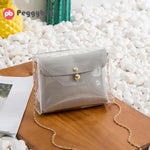 Women Transparent Chain Handbags 2pcs/set Casual Clear PU Clutch Packs Shoulder Bags Solid Female Portable Wedding Party Purses