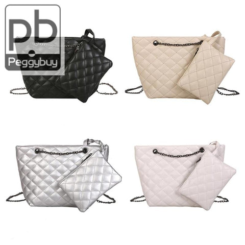 2pcs/set Clutch Women Messenger Shoulder Bag with Coin Purse Chain Handbag Crossbody Bags Bolsa Feminina