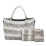 New 3pcs/Set Women Composite Bags High Quality Ladies Snake Pattern Handbags Female PU Leather Shoulder Messenger Bags Tote Bag