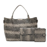 New 3pcs/Set Women Composite Bags High Quality Ladies Snake Pattern Handbags Female PU Leather Shoulder Messenger Bags Tote Bag