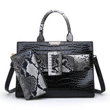 ICEV new europe style fashion women's leather handbags famous brands alligator shoulder bag purse 2-piece set bag top handle sac