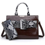 ICEV new europe style fashion women's leather handbags famous brands alligator shoulder bag purse 2-piece set bag top handle sac