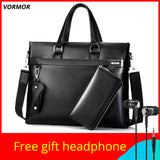 VORMOR Fashion Men Tote Casual Briefcase Business Leather Shoulder Bag High Quality Messenger Bag Laptop Handbag Men's Bag set