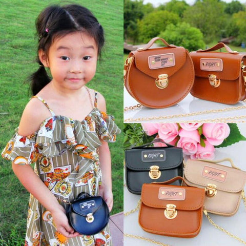 Girls Mini Cute Chain Crossbody Bags PU Leather Coin Purse Small Messenger Bags Kids Round Shoulder Bags Protable Handbags