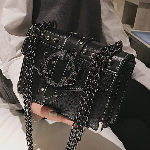 European Fashion Female Square Bag 2018 New Quality PU Leather Women's Designer Handbag Rivet Lock Chain Shoulder Messenger bags