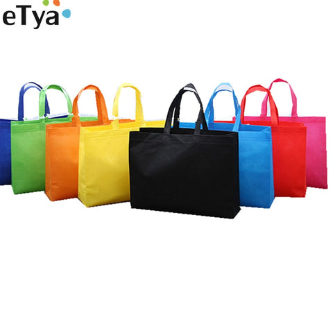eTya Women Foldable Shopping Bag Reusable Eco Large Unisex Fabric Non-woven Shoulder Bags Tote grocery cloth Bags Pouch