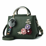 Women Bag Leather Handbag Women Shoulder Bag Tote Flowers Shell Sac A Main Femme Rivets Fur Ball Pendant Luxury Designer Ladies