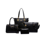 6 Pcs / Set Fashion Women Composite Bags PU Leather Diamond Lattice Print Women Handbag Shoulder Bag Wallets Purse Key Bag Set