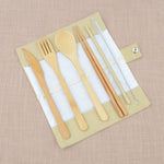 6Pcs/pack Japanese Wooden Cutlery Set Bamboo Cutlery Straw Cutlery Set With Cloth Bag Kitchen Cooking Tools