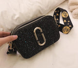 2019 Fashion New Ladies Sequin Square bag High quality PU Leather Women's Designer Luxury Handbag Black Shoulder Messenger bag