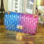 Clear Transparent Pvc Lingge Chain Jelly Bag Lady Handbag Candy Color Gradient Crossbody Bag For Women Mini Shoulder  Bag Clutch